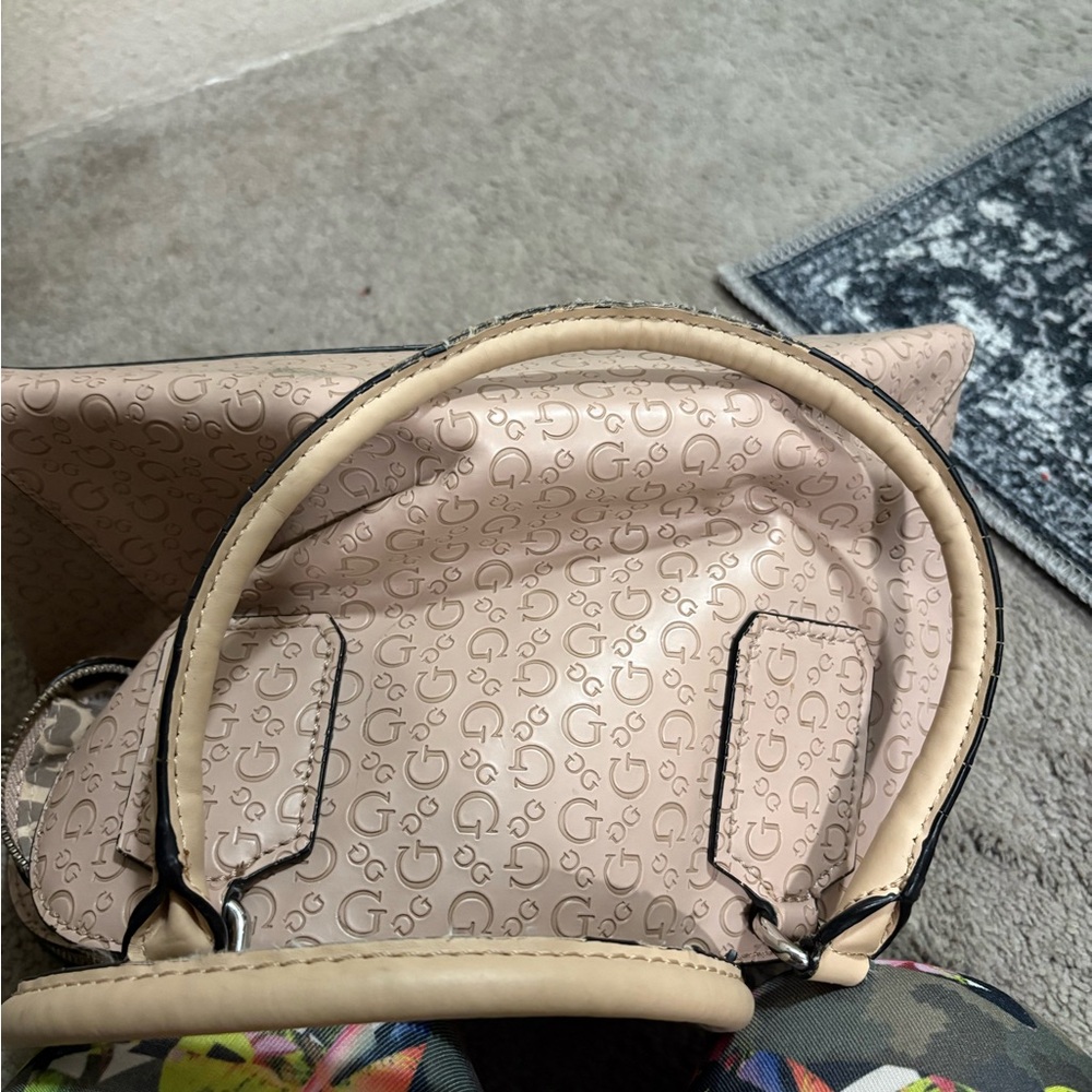Guess Tan Satchel with Logo Pattern - Picture 7 of 8